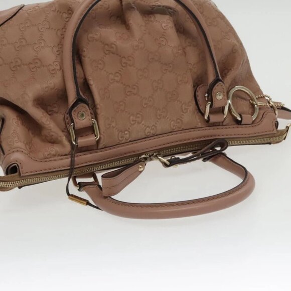 GUCCI GG Canvas Guccissima Hand Bag Leather Pink - Picture 9 of 15